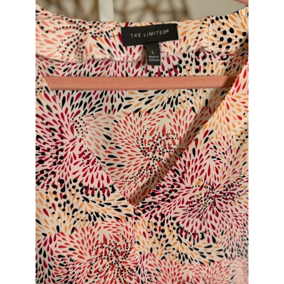 Women's The Limited Blouse, Size L, White pink orange yellow and‎ blue - Picture 3 of 6